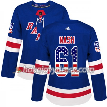 Dámské Hokejový Dres New York Rangers Rick Nash 61 2017-2018 USA Flag Fashion Modrá Adidas Authentic